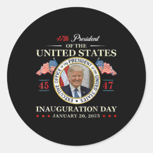 Donald Trump Inauguration Day 2025 47th President  Classic Round Sticker