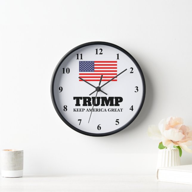Donald Trump Keep America Great US flag wall clock (Home)