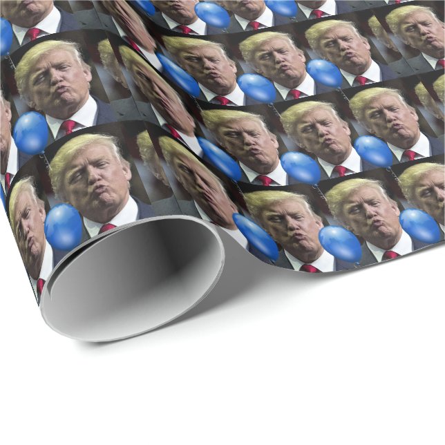 DONALD TRUMP KISS BIRTHDAY  FUNNY WRAPPING PAPER (Roll Corner)