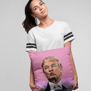 DONALD TRUMP KISS PINK THROW PILLOW. GIFT FOR HER CUSHION