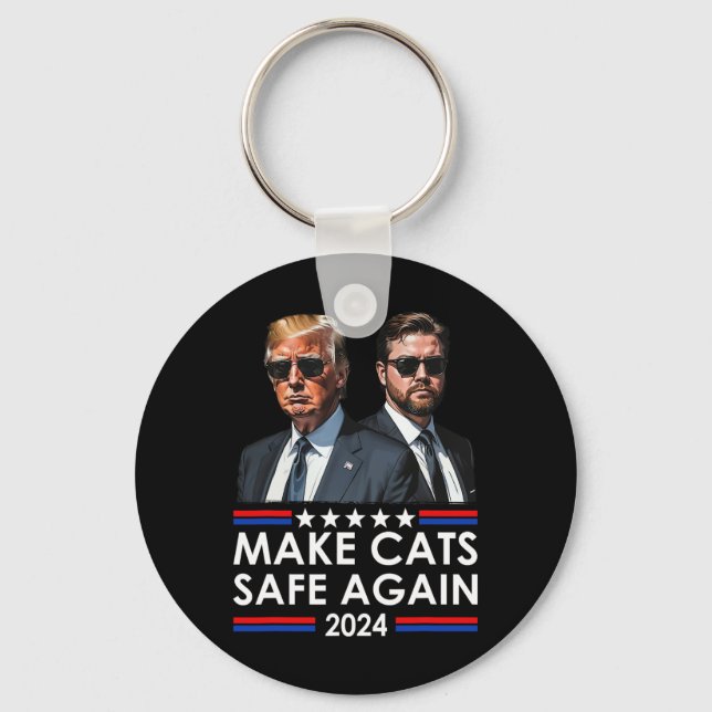 Donald Trump Make Cats Safe Again 2024 Debate Funn Key Ring (Front)