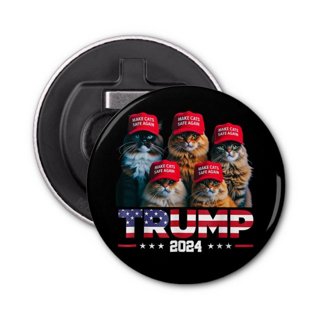 Donald Trump Make Cats Safe Again Red Hat 2024 Bottle Opener (Front)