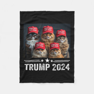 Donald Trump Make Cats Safe Again Red Hat 2024 Deb Fleece Blanket