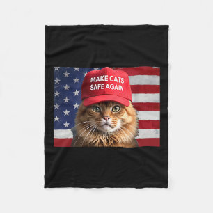 Donald Trump Make Cats Safe Again Red Hat 2024 Deb Fleece Blanket