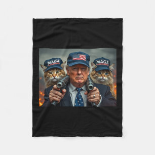 Donald Trump Make Cats Safe Again Red Hat 2024 Deb Fleece Blanket