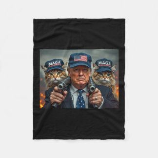 Donald Trump Make Cats Safe Again Red Hat 2024 Deb Fleece Blanket