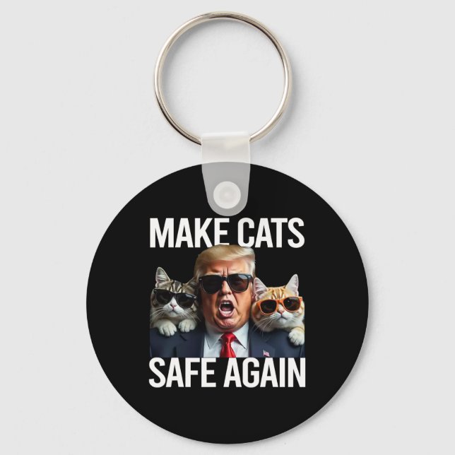 Donald Trump Make Cats Safe Again Red Hat 2024 Deb Key Ring (Front)
