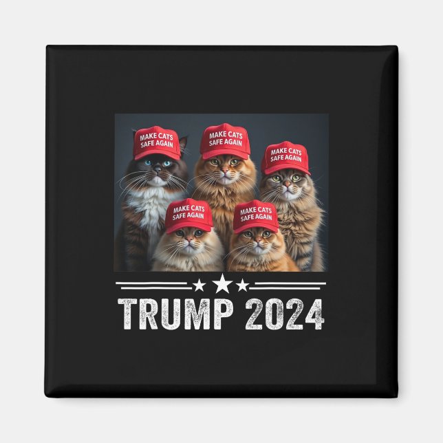 Donald Trump Make Cats Safe Again Red Hat 2024 Deb Magnet (Front)