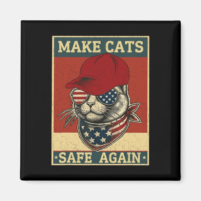 Donald Trump Make Cats Safe Again Red Hat 2024 Deb Magnet (Front)