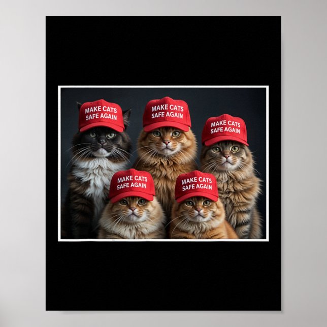 Donald Trump Make Cats Safe Again Red Hat 2024 Deb Poster (Front)
