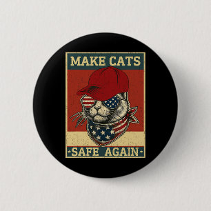 Donald Trump Make Cats Safe Again Red Hat 2024 Det 6 Cm Round Badge