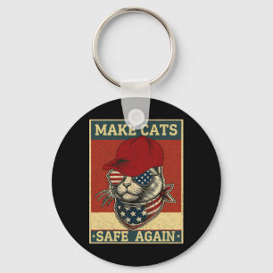 Donald Trump Make Cats Safe Again Red Hat 2024 Det Key Ring