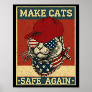Donald Trump Make Cats Safe Again Red Hat 2024 Det Poster