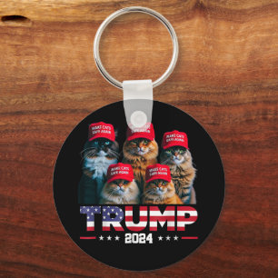 Donald Trump Make Cats Safe Again Red Hat 2024 Key Ring