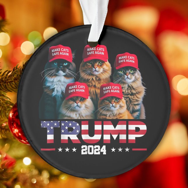 Donald Trump Make Cats Safe Again Red Hat 2024 Ornament (Creator Uploaded)