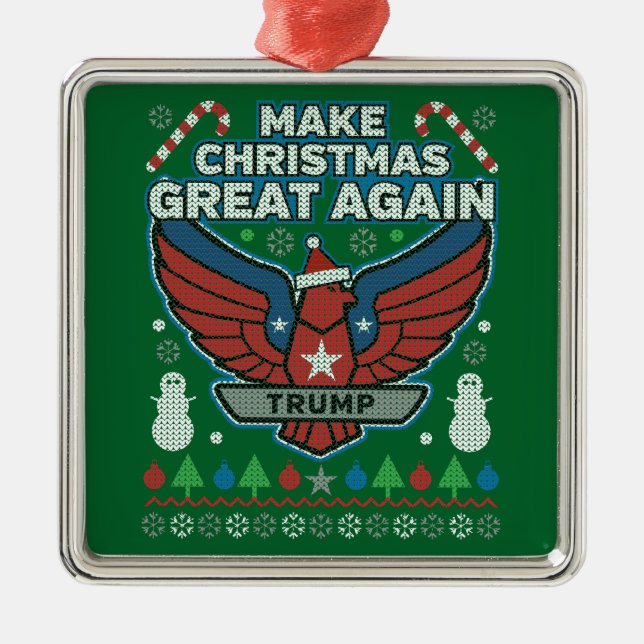 Donald Trump Make Christmas Great Again Metal Tree Decoration (Front)