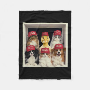 Donald Trump Make Pets Safe Again Red Hat 2024 Deb Fleece Blanket