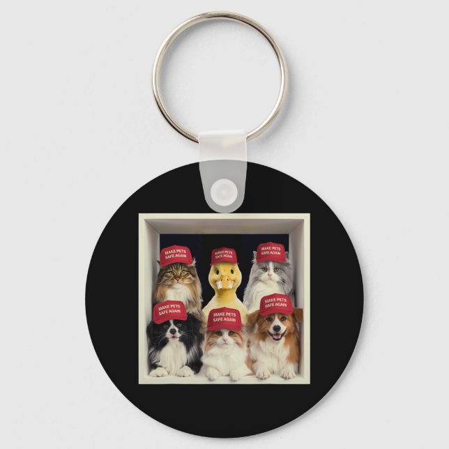 Donald Trump Make Pets Safe Again Red Hat 2024 Deb Key Ring (Front)