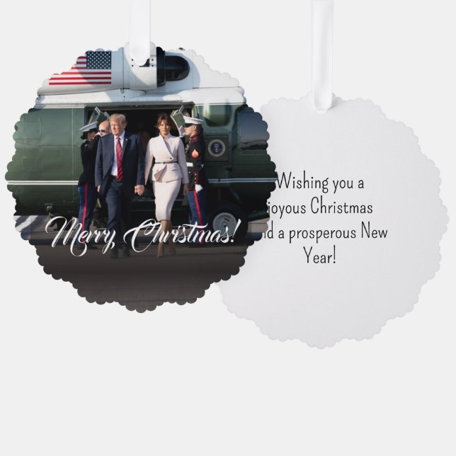 Donald Trump & Melania Military Christmas Custom Tree Decoration Card (Front/Back)