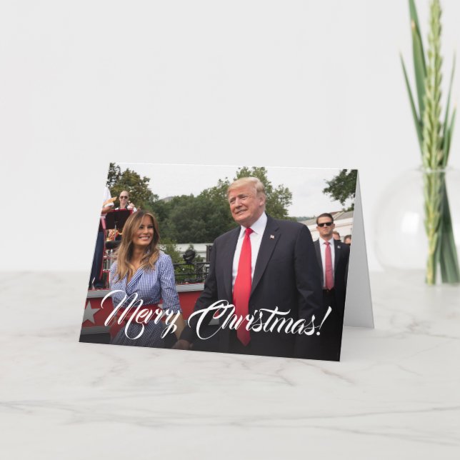 Donald Trump & Melania PatrioticChristmas Greeting Holiday Card (Front)