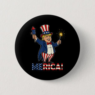 Donald Trump Merica 4th Of July Fireworks Patrioti 6 Cm Round Badge