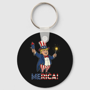 Donald Trump Merica 4th Of July Fireworks Patrioti Key Ring