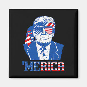 Donald Trump Merica Trump Sungl Us Flag 4th Of Jul Magnet