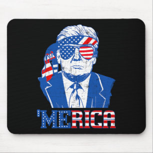 Donald Trump Merica Trump Sungl Us Flag 4th Of Jul Mouse Pad