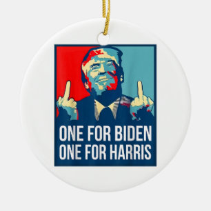 Donald Trump Middle Finger Biden Harris America Re Ceramic Tree Decoration