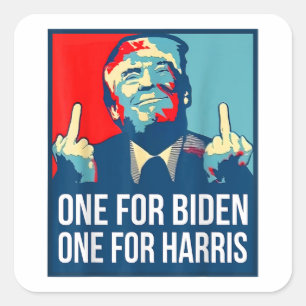 Donald Trump Middle Finger Biden Harris America Re Square Sticker