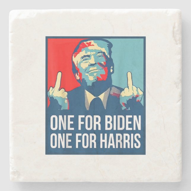 Donald Trump Middle Finger Biden Harris America Re Stone Coaster (Front)