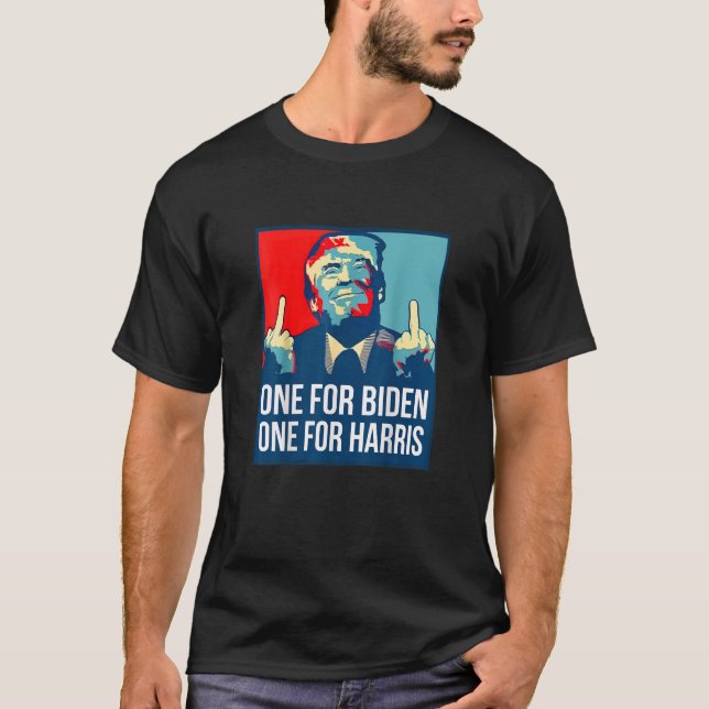 Donald Trump Middle Finger Biden Harris America Re T-Shirt (Front)