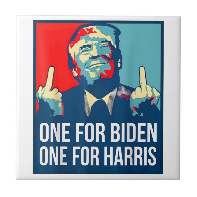 Donald Trump Middle Finger Biden Harris America Re Tile (Front)