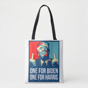 Donald Trump Middle Finger Biden Harris America Re Tote Bag