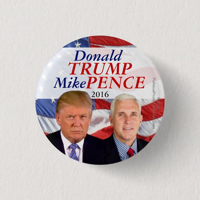 Donald Trump Mike Pence 2016 Photo Button (Front)