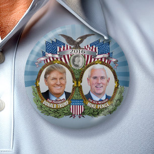 Donald Trump & Mike Pence Jugate Photo Blue Design 7.5 Cm Round Badge