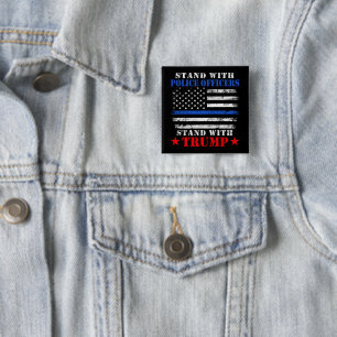 Donald Trump Mike Pence Stand with Police Officers 15 Cm Square Badge