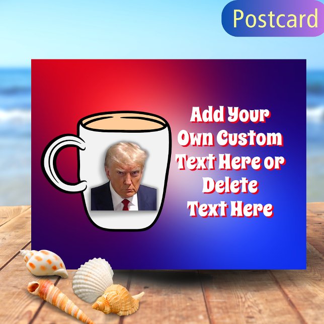 Donald Trump Mug Shot Meme Custom Text Red & Blue Postcard (Creator Uploaded)