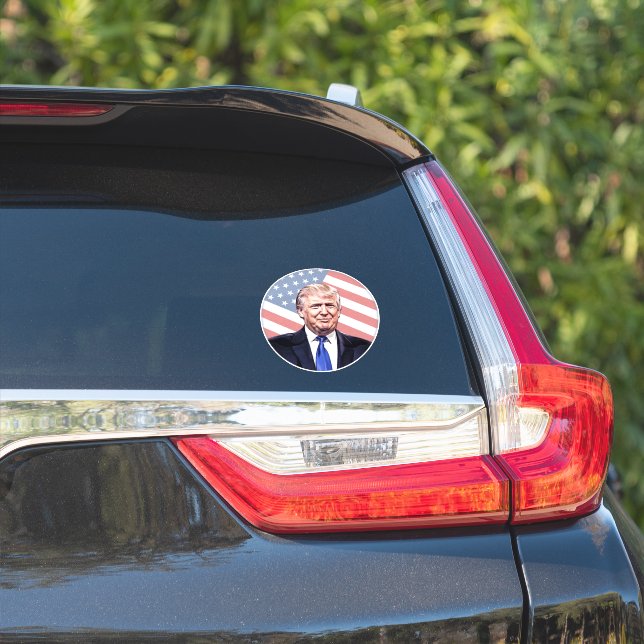 Donald Trump on American Flag (Car Side)