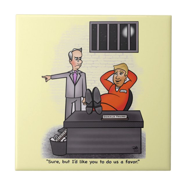 Donald Trump Pale Yellow Ceramic Tile (Front)