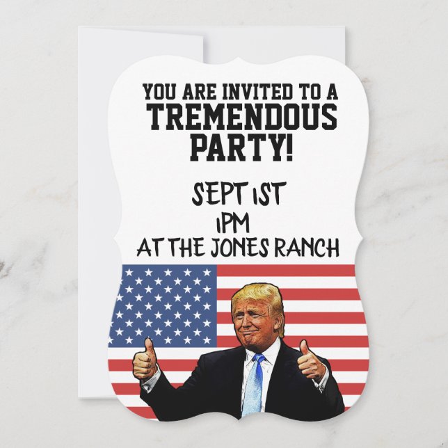 DONALD TRUMP PARTY INVITATIONS CUSTOMIZED (Front)