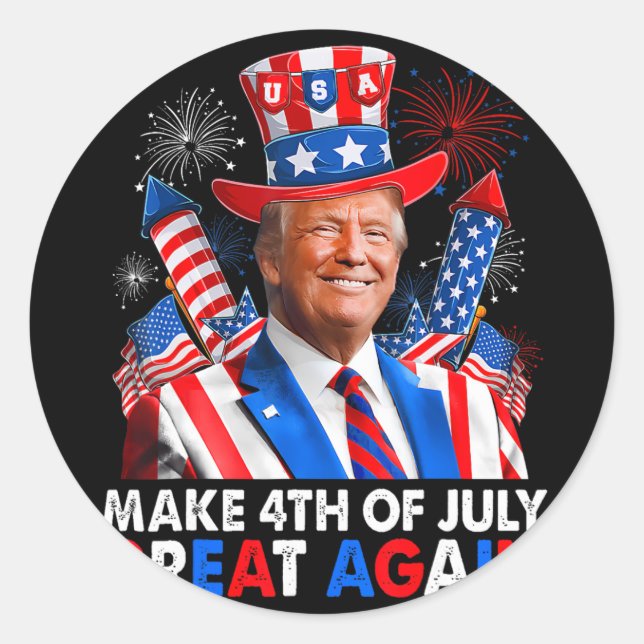 Donald Trump Patriotic Firework Make 4th Of July G Classic Round Sticker (Front)