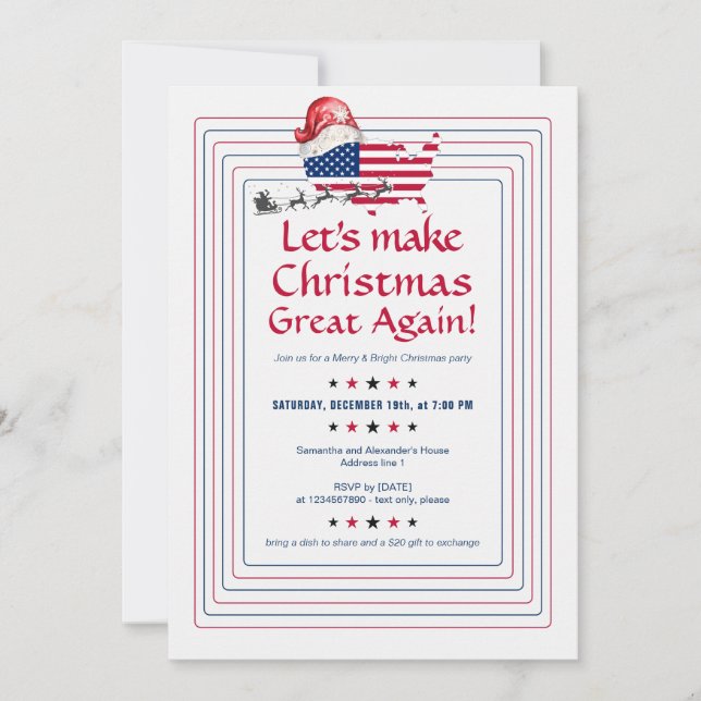 Donald Trump Patriotic Make Christmas Great Again Invitation (Front)