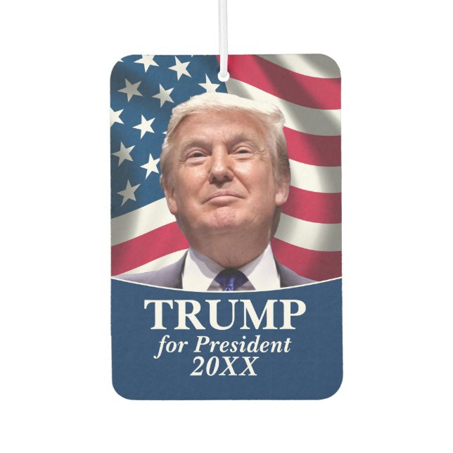 Donald Trump Photo American Flag - President 2020 Car Air Freshener (Front)
