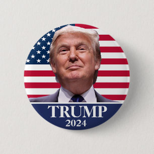 Donald Trump Photo - President 2024 Pinback 6 Cm Round Badge