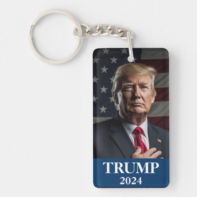 Donald Trump Photo - Trump 2024 Keep America Great Key Ring (Front)