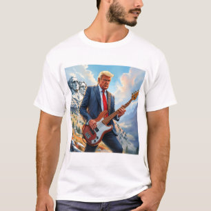 Donald Trump Playing Electric Bass Mount Rushmore T-Shirt