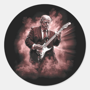 Donald Trump Playing Electric Rock Guitar Classic Round Sticker