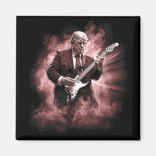 Donald Trump Playing Electric Rock Guitar  Magnet