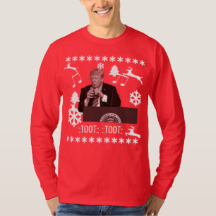 Donald Trump playing xmas bottle ugly shirt